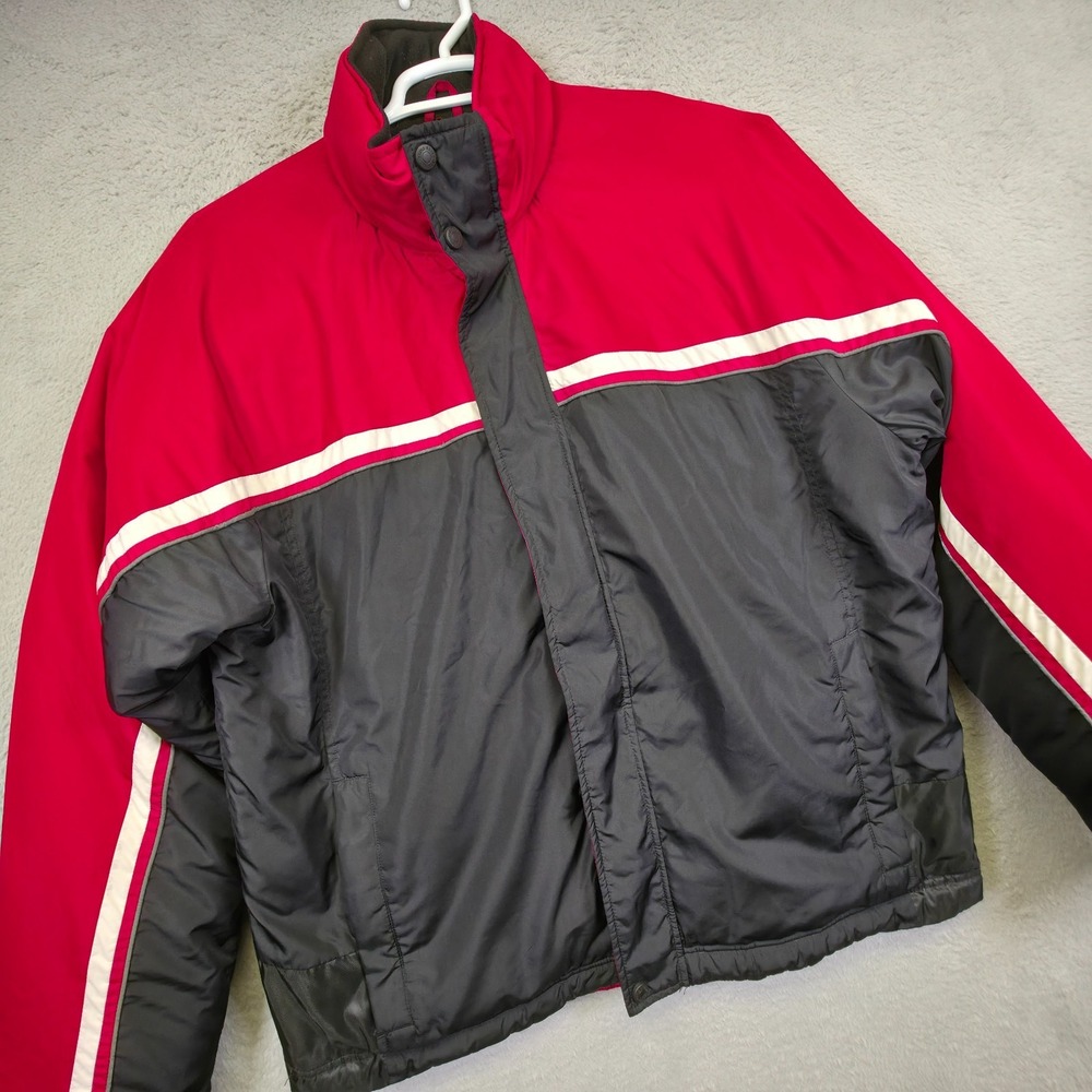 Eddie Bauer Puffer Jacket Mens‎ L Red Black Quilted Down Outdoor Gorpcore Retro